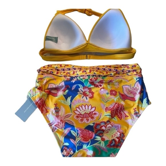 Antonio Melani Floral Mango Jacobean Tie Front High Waisted Bikini Top & Bottom - Picture 3 of 14